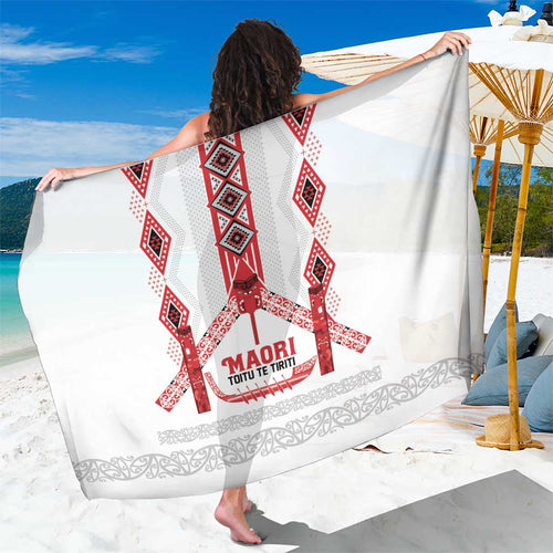 Toitu Te Tiriti Waitangi Sarong White Wharenui House - Aussie Hoodie