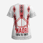 Toitu Te Tiriti Waitangi Scrub Top White Wharenui House - Aussie Hoodie
