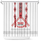Toitu Te Tiriti Waitangi Shower Curtain White Wharenui House - Aussie Hoodie