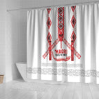 Toitu Te Tiriti Waitangi Shower Curtain White Wharenui House - Aussie Hoodie