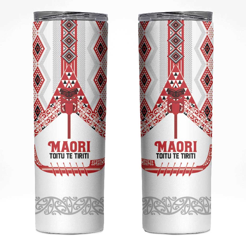 Toitu Te Tiriti Waitangi Skinny Tumbler White Wharenui House - Aussie Hoodie