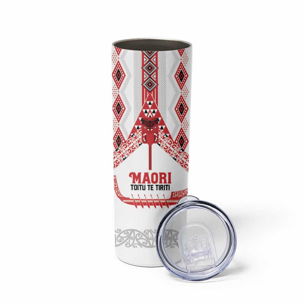Toitu Te Tiriti Waitangi Skinny Tumbler White Wharenui House - Aussie Hoodie