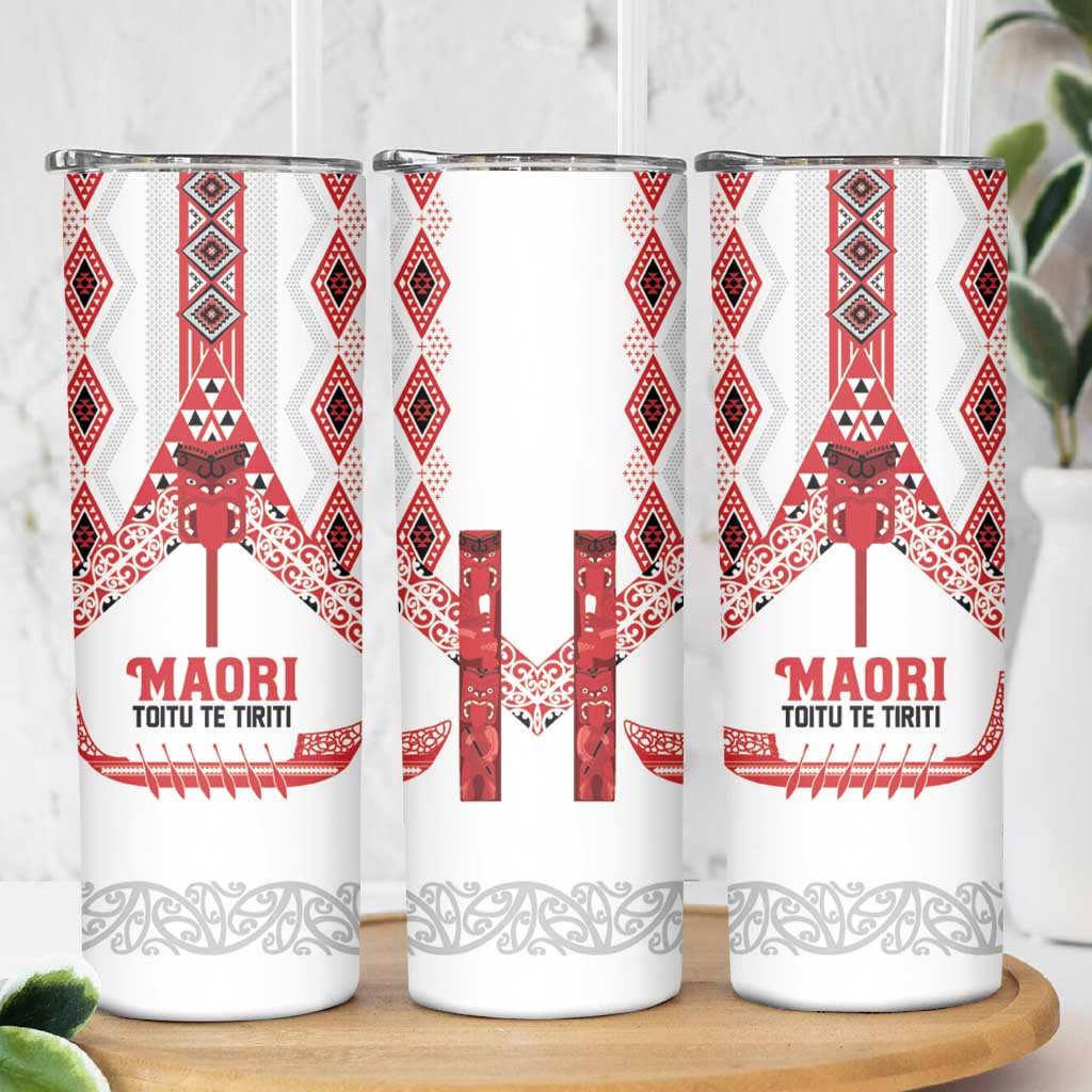 Toitu Te Tiriti Waitangi Skinny Tumbler White Wharenui House - Aussie Hoodie