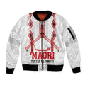 Toitu Te Tiriti Waitangi Sleeve Zip Bomber Jacket White Wharenui House - Aussie Hoodie