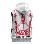 Toitu Te Tiriti Waitangi Sleeveless Hoodie White Wharenui House - Aussie Hoodie