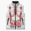 Toitu Te Tiriti Waitangi Sleeveless Puffer Jacket White Wharenui House - Aussie Hoodie
