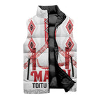 Toitu Te Tiriti Waitangi Sleeveless Puffer Jacket White Wharenui House - Aussie Hoodie