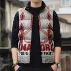 Toitu Te Tiriti Waitangi Sleeveless Puffer Jacket White Wharenui House - Aussie Hoodie