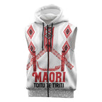 Toitu Te Tiriti Waitangi Sleeveless Zip Hoodie White Wharenui House - Aussie Hoodie