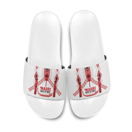 Toitu Te Tiriti Waitangi Slide Sandals White Wharenui House - Aussie Hoodie