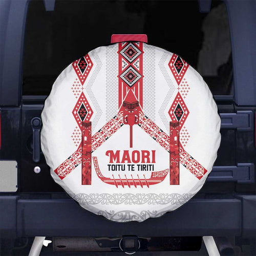 Toitu Te Tiriti Waitangi Spare Tire Cover White Wharenui House - Aussie Hoodie