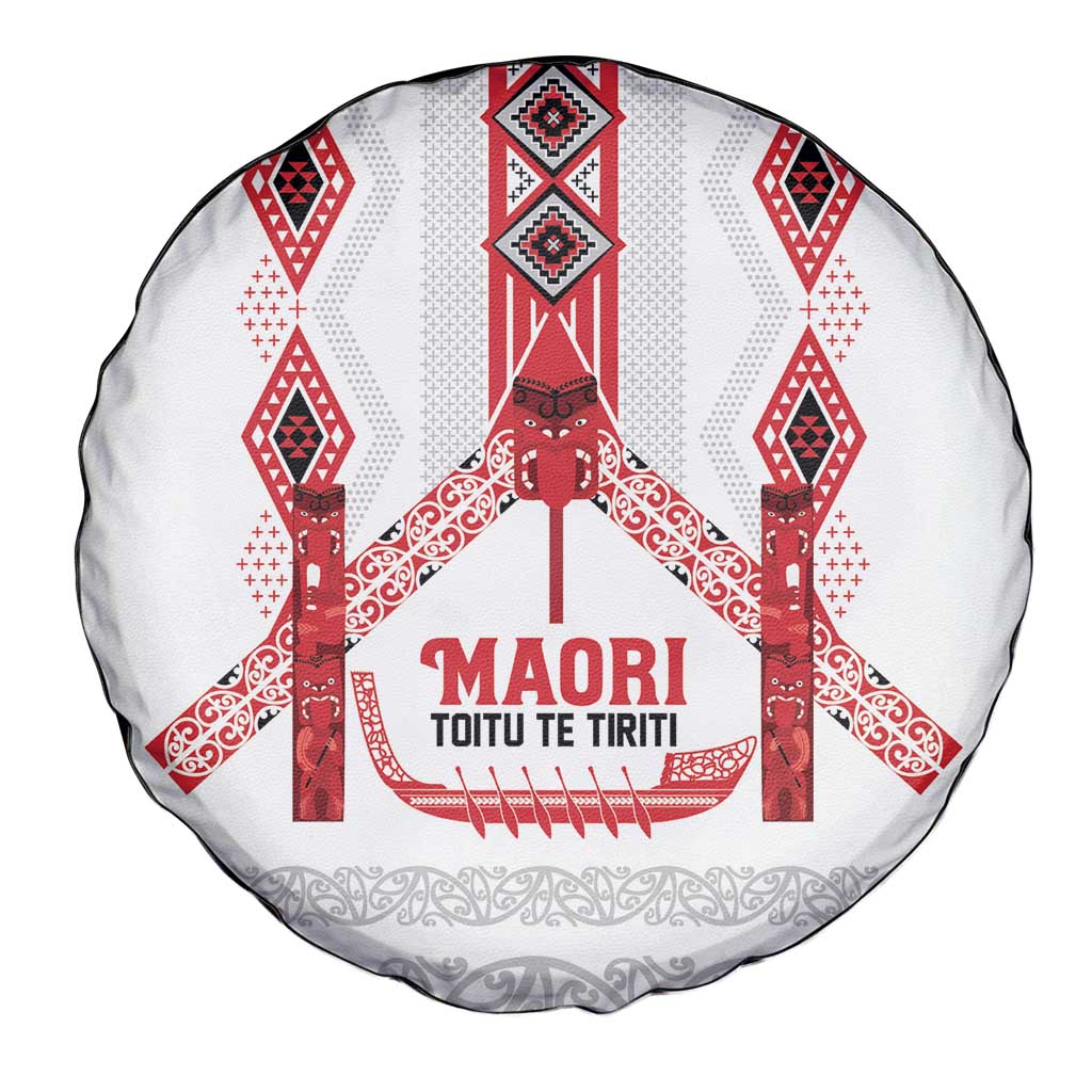 Toitu Te Tiriti Waitangi Spare Tire Cover White Wharenui House - Aussie Hoodie