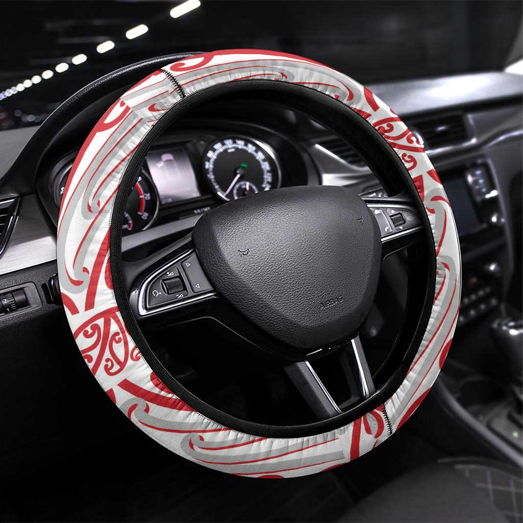 Toitu Te Tiriti Waitangi Steering Wheel Cover White Wharenui House - Aussie Hoodie