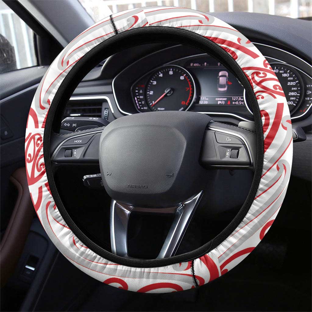 Toitu Te Tiriti Waitangi Steering Wheel Cover White Wharenui House - Aussie Hoodie