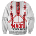 Toitu Te Tiriti Waitangi Sweatshirt White Wharenui House - Aussie Hoodie