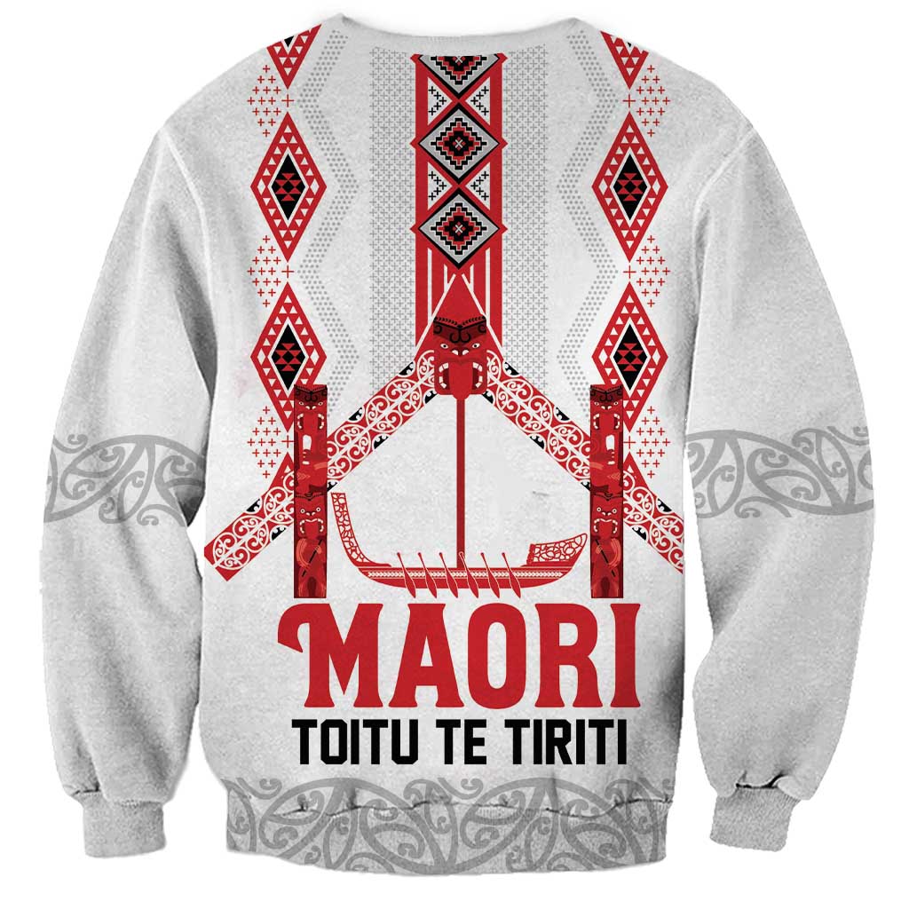 Toitu Te Tiriti Waitangi Sweatshirt White Wharenui House - Aussie Hoodie