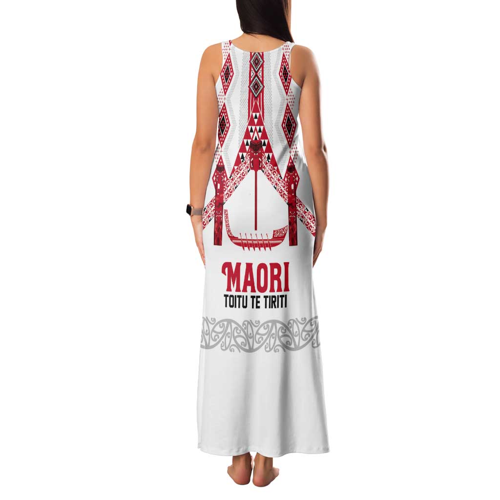 Toitu Te Tiriti Waitangi Tank Maxi Dress White Wharenui House - Aussie Hoodie