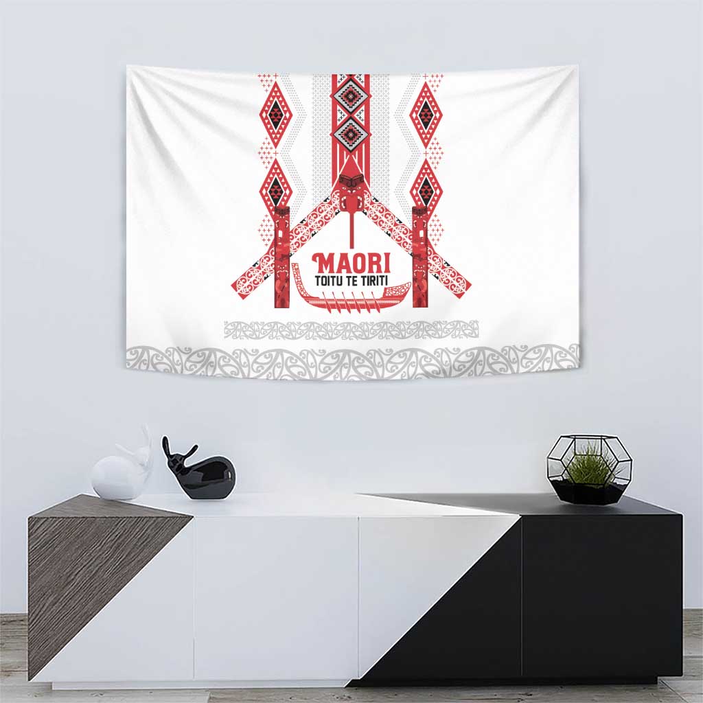 Toitu Te Tiriti Waitangi Tapestry White Wharenui House - Aussie Hoodie