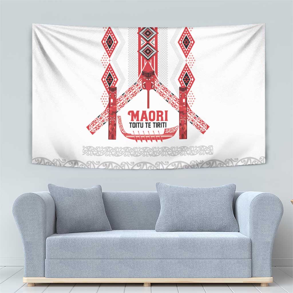 Toitu Te Tiriti Waitangi Tapestry White Wharenui House - Aussie Hoodie