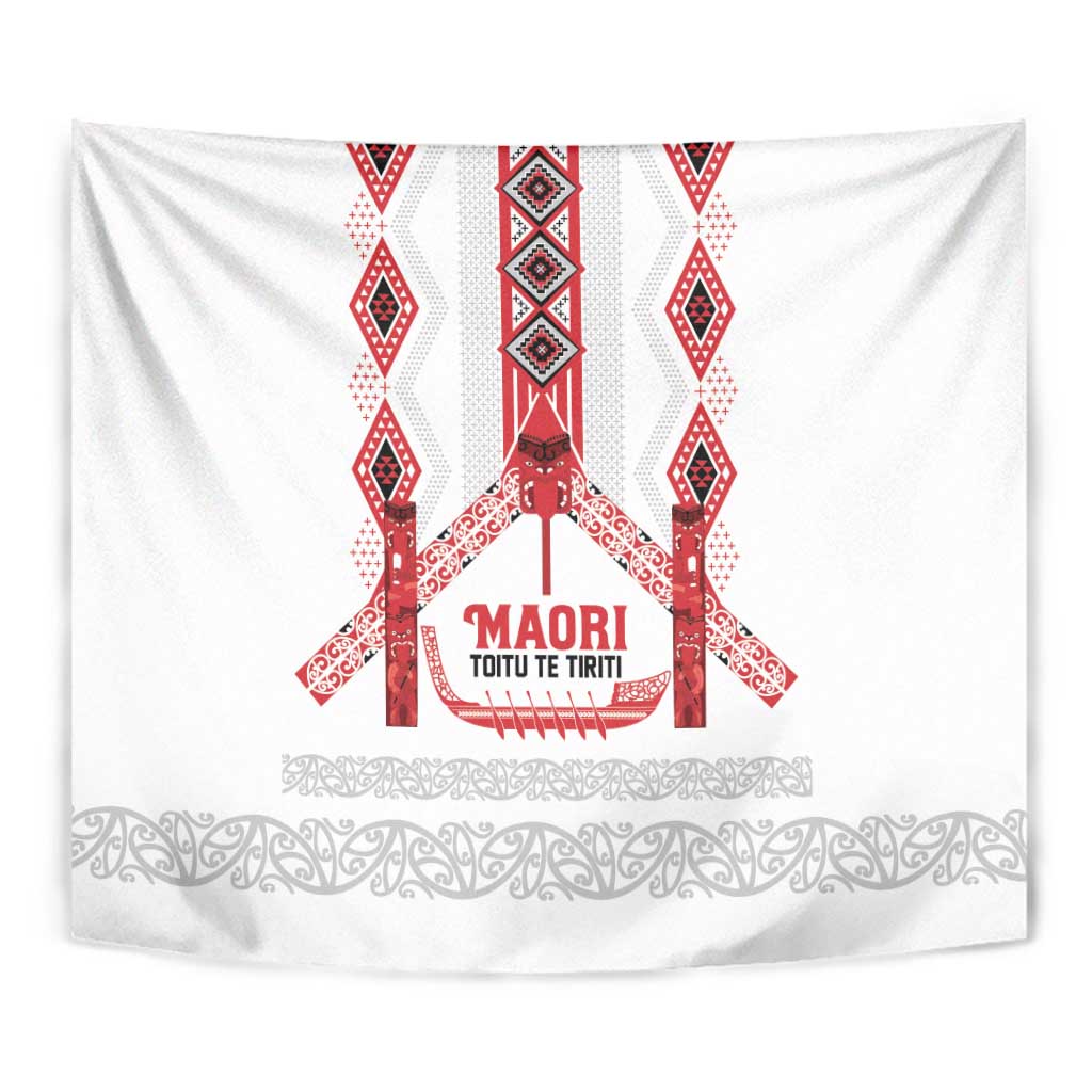 Toitu Te Tiriti Waitangi Tapestry White Wharenui House - Aussie Hoodie