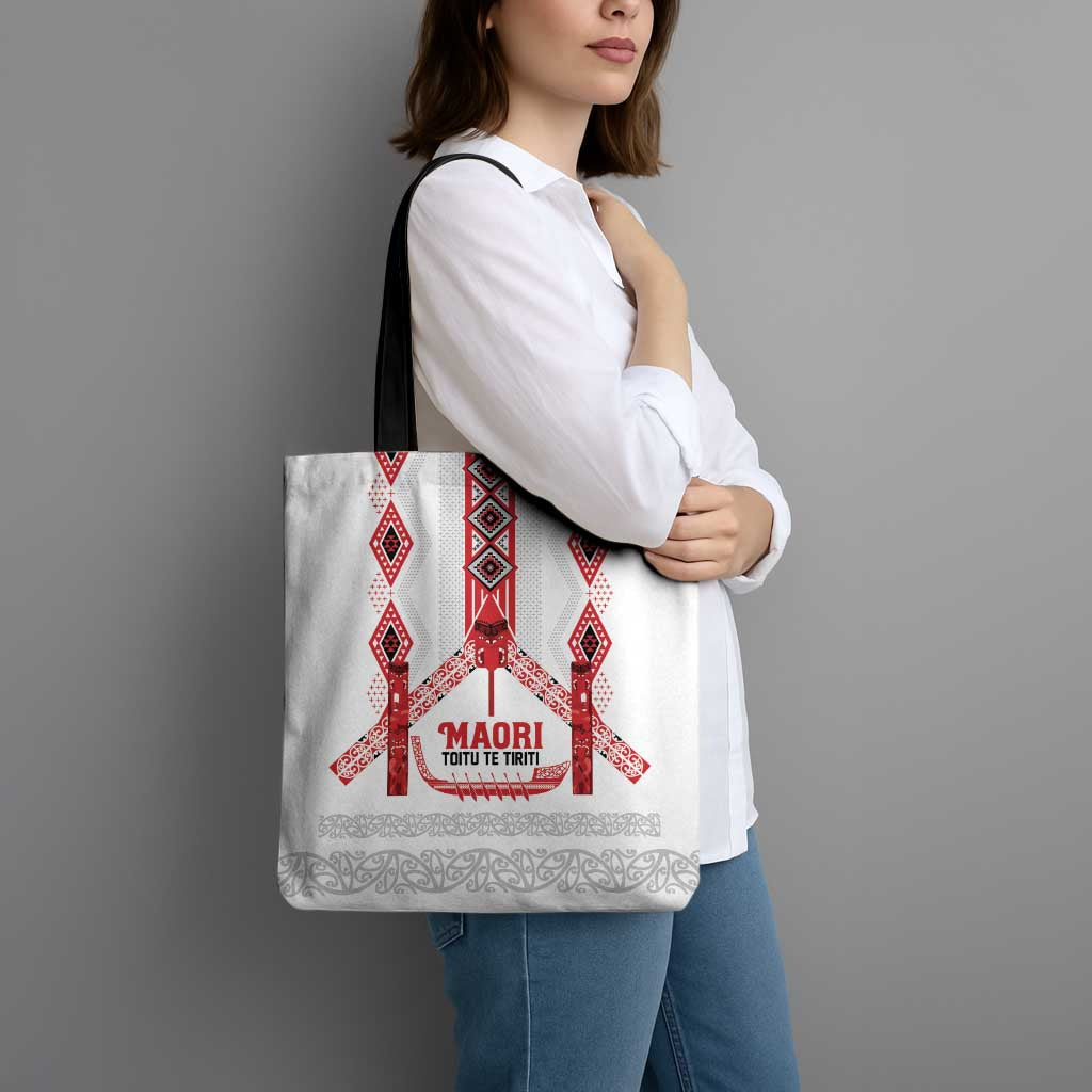 Toitu Te Tiriti Waitangi Tote Bag White Wharenui House - Aussie Hoodie