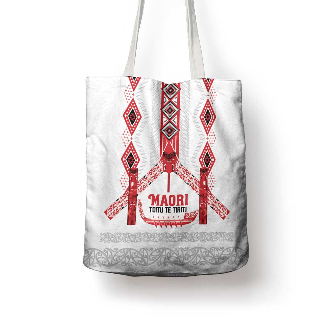 Toitu Te Tiriti Waitangi Tote Bag White Wharenui House - Aussie Hoodie