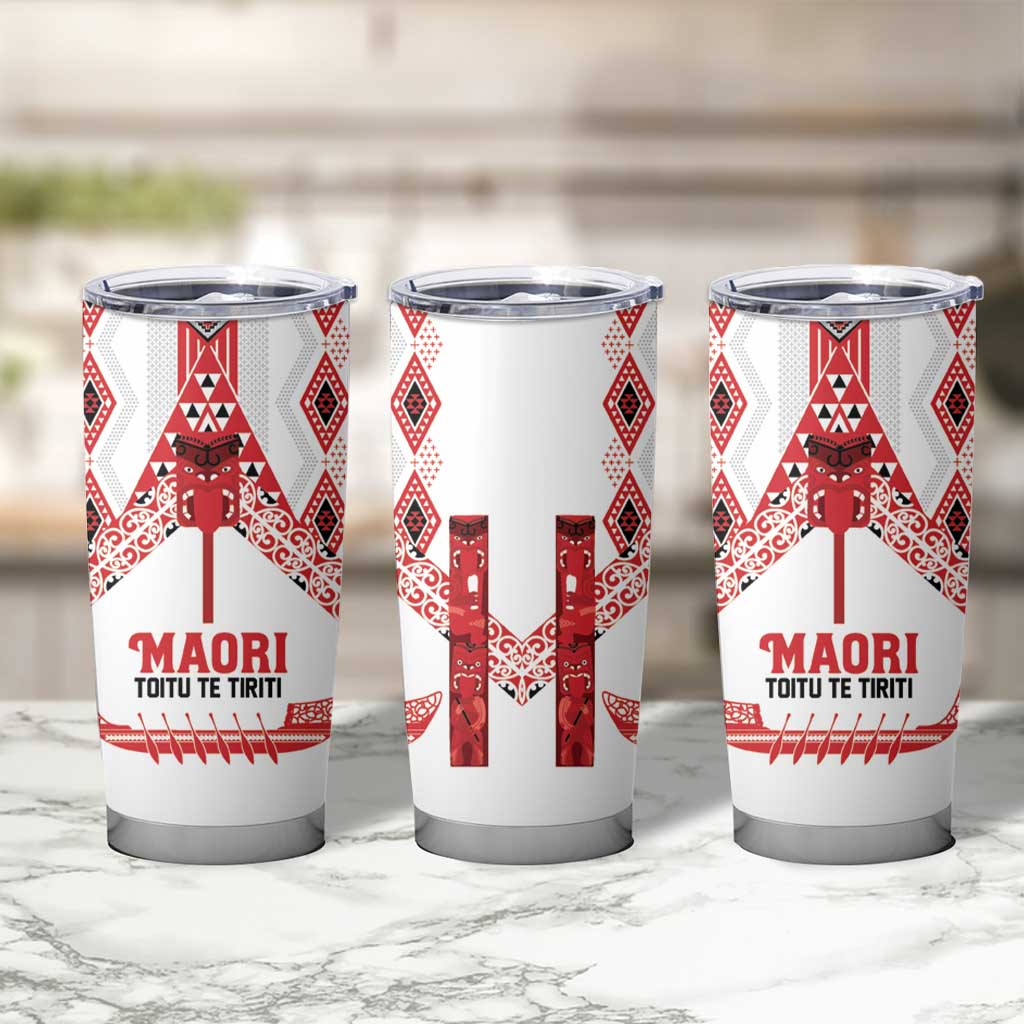Toitu Te Tiriti Waitangi Tumbler Cup White Wharenui House - Aussie Hoodie