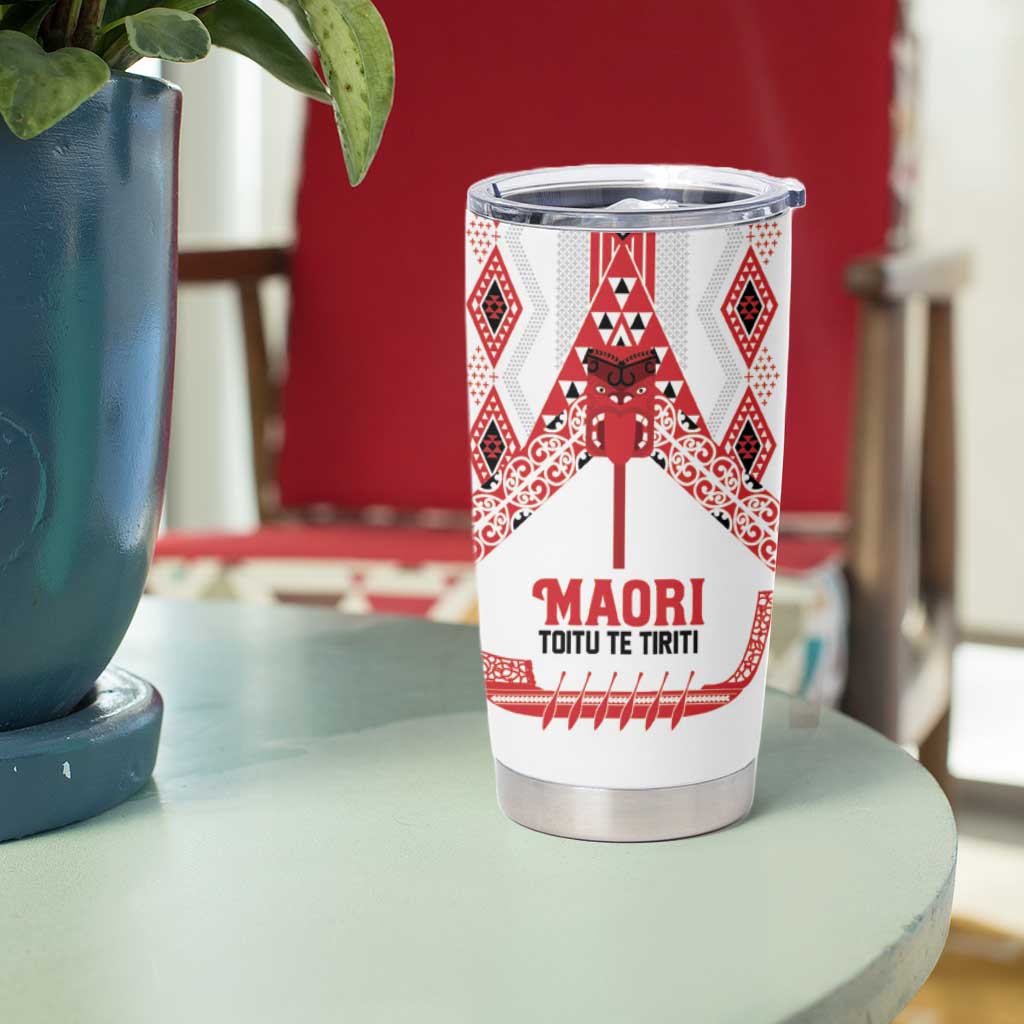 Toitu Te Tiriti Waitangi Tumbler Cup White Wharenui House - Aussie Hoodie