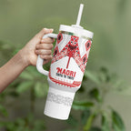 Toitu Te Tiriti Waitangi Tumbler With Handle White Wharenui House - Aussie Hoodie