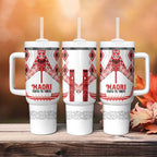 Toitu Te Tiriti Waitangi Tumbler With Handle White Wharenui House - Aussie Hoodie