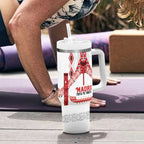 Toitu Te Tiriti Waitangi Tumbler With Handle White Wharenui House - Aussie Hoodie