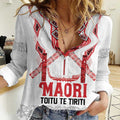 Toitu Te Tiriti Waitangi Women Casual Shirt White Wharenui House - Aussie Hoodie
