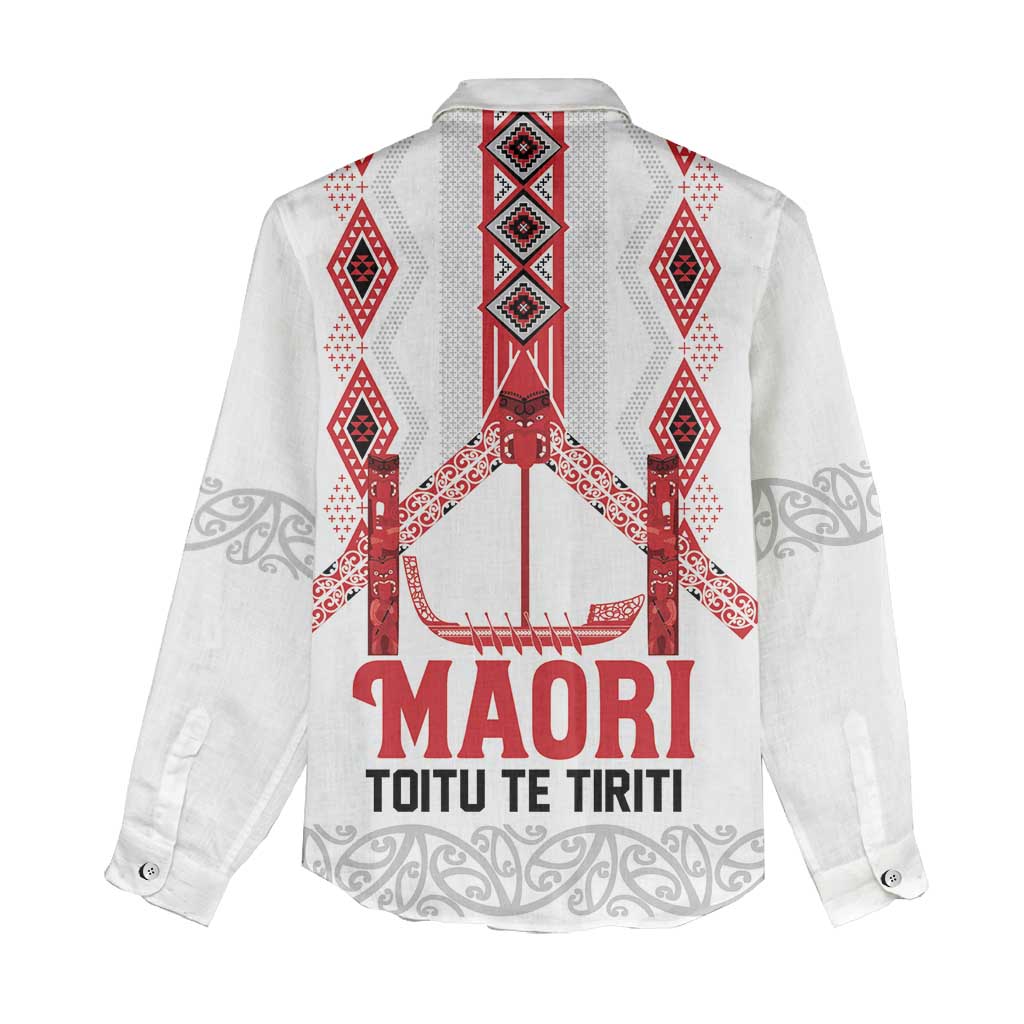Toitu Te Tiriti Waitangi Women Casual Shirt White Wharenui House - Aussie Hoodie