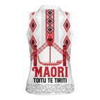 Toitu Te Tiriti Waitangi Women Sleeveless Polo Shirt White Wharenui House - Aussie Hoodie
