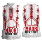 Toitu Te Tiriti Waitangi Women Sleeveless Polo Shirt White Wharenui House - Aussie Hoodie