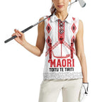 Toitu Te Tiriti Waitangi Women Sleeveless Polo Shirt White Wharenui House - Aussie Hoodie
