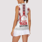 Toitu Te Tiriti Waitangi Women Sleeveless Polo Shirt White Wharenui House - Aussie Hoodie