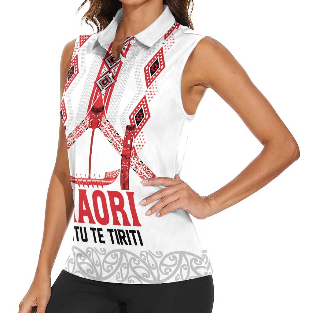 Toitu Te Tiriti Waitangi Women Sleeveless Polo Shirt White Wharenui House - Aussie Hoodie