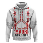 Toitu Te Tiriti Waitangi Zip Hoodie White Wharenui House - Aussie Hoodie