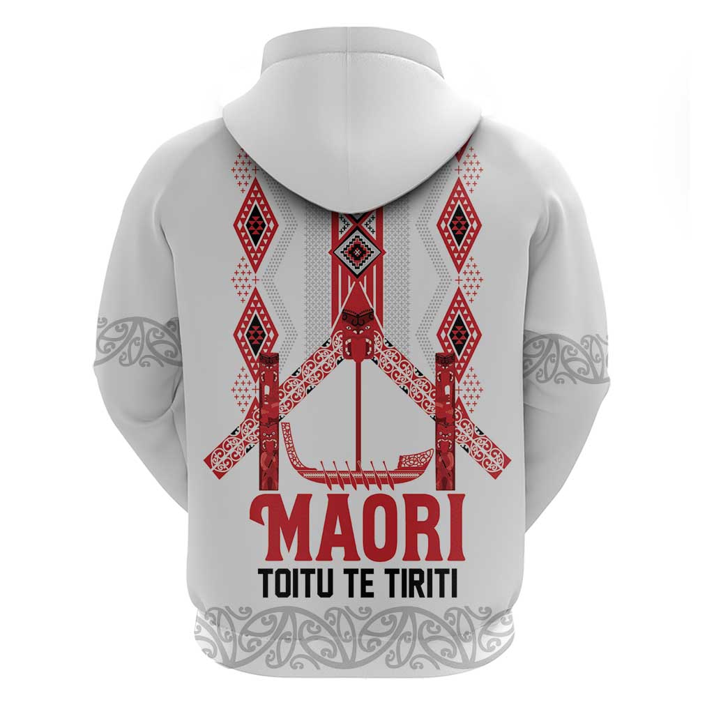 Toitu Te Tiriti Waitangi Zip Hoodie White Wharenui House - Aussie Hoodie