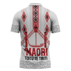 Toitu Te Tiriti Waitangi Zipper Polo Shirt White Wharenui House - Aussie Hoodie