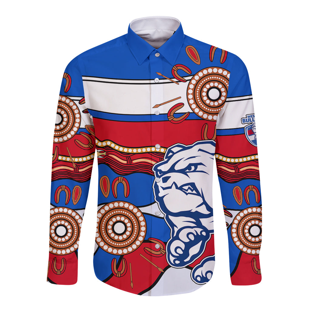 afl-bulldogs-football-long-sleeve-button-shirt-western-aboriginal-simple-style