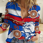 AFL Bulldogs Football Women Casual Shirt Western Aboriginal Simple Style LT9