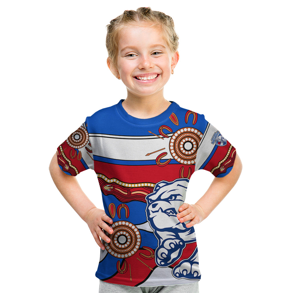 custom-text-and-number-afl-bulldogs-football-kid-t-shirt-western-aboriginal-simple-style