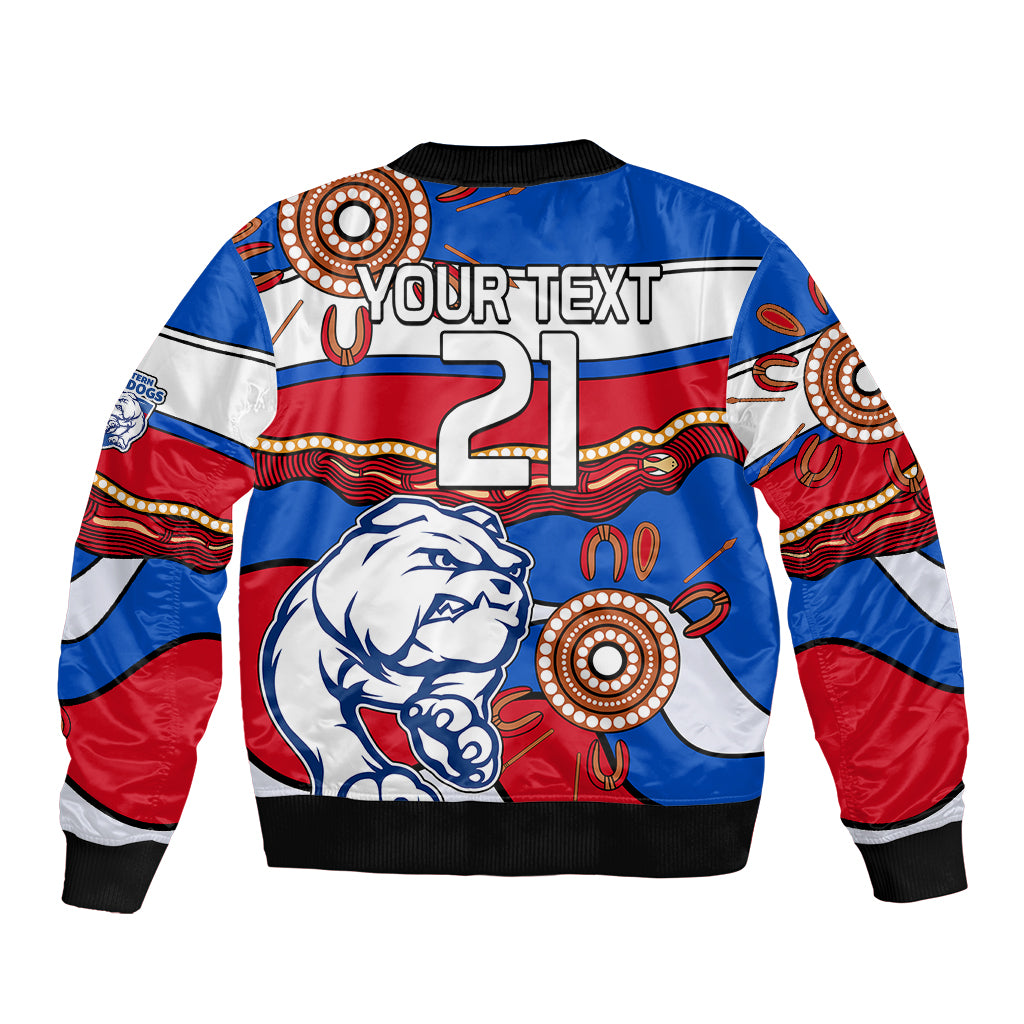 custom-text-and-number-afl-bulldogs-football-sleeve-zip-bomber-jacket-western-aboriginal-simple-style