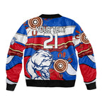 custom-text-and-number-afl-bulldogs-football-sleeve-zip-bomber-jacket-western-aboriginal-simple-style