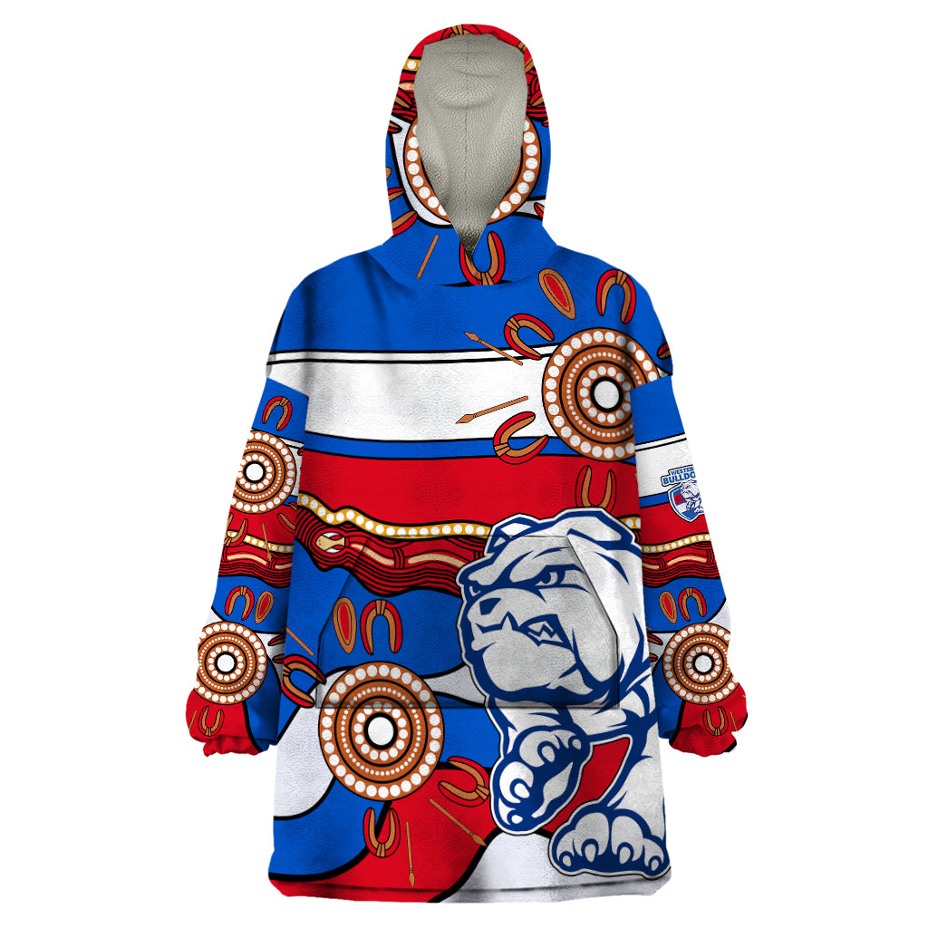 custom-text-and-number-afl-bulldogs-football-wearable-blanket-hoodie-western-aboriginal-simple-style