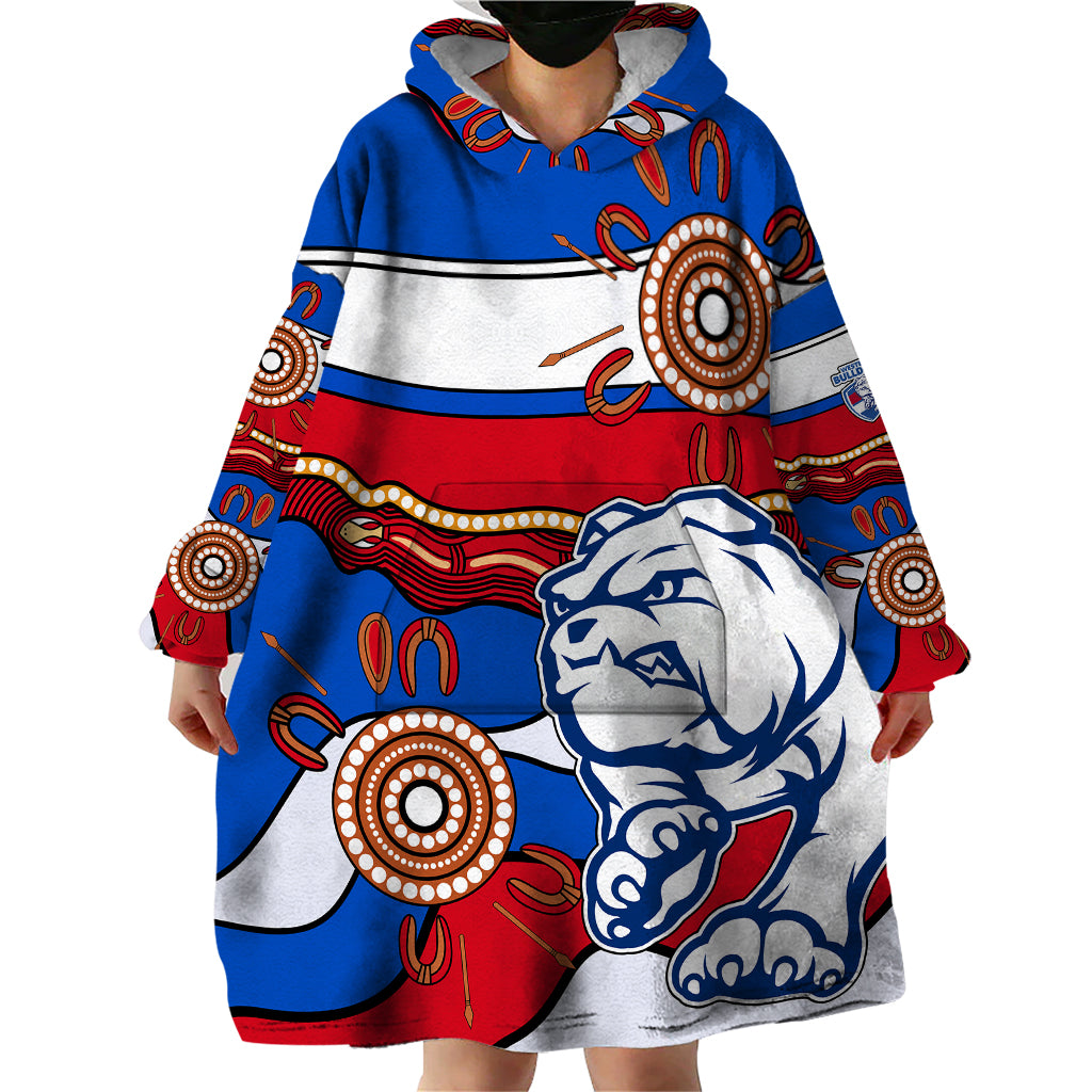 custom-text-and-number-afl-bulldogs-football-wearable-blanket-hoodie-western-aboriginal-simple-style