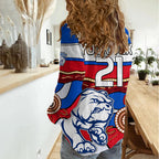 (Custom Text And Number) AFL Bulldogs Football Women Casual Shirt Western Aboriginal Simple Style LT9