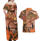 Aboriginal and Torres Strait Islander Children's Day Personalised Couples Matching Off Shoulder Maxi Dress and Hawaiian Shirt The Next Generation Strong in Culture
